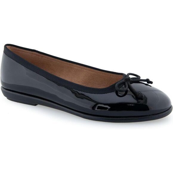 Aerosoles Women Navy Patent Synthetic Polyurethane Closed Slip On Ballet Flat - Picture 2 of 7